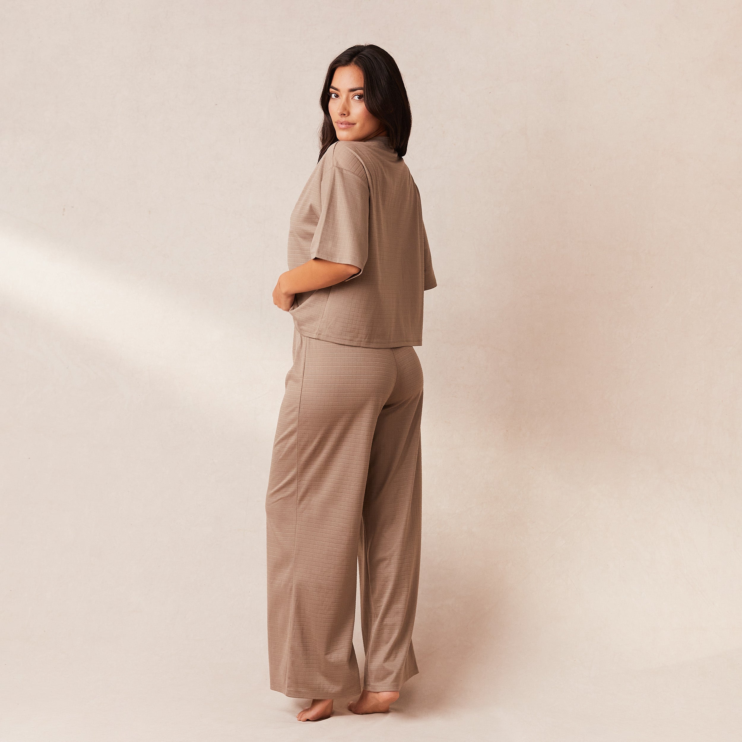 Cozy Classic Fleece Oversized Pajama Pants for Women - Soft & Warm Winter Sleepwear - Fawn Brown Loungewear for Relaxing at Home