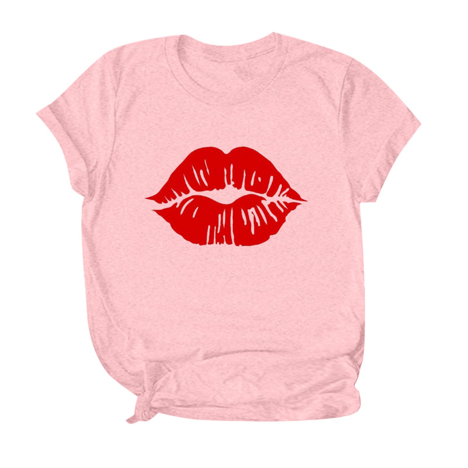 CHARMAP Women's Valentine's Day Heart Print T-Shirt - Cute Short Sleeve Graphic Top for Valentine's Gifts, Date Nights & Romantic Occasions