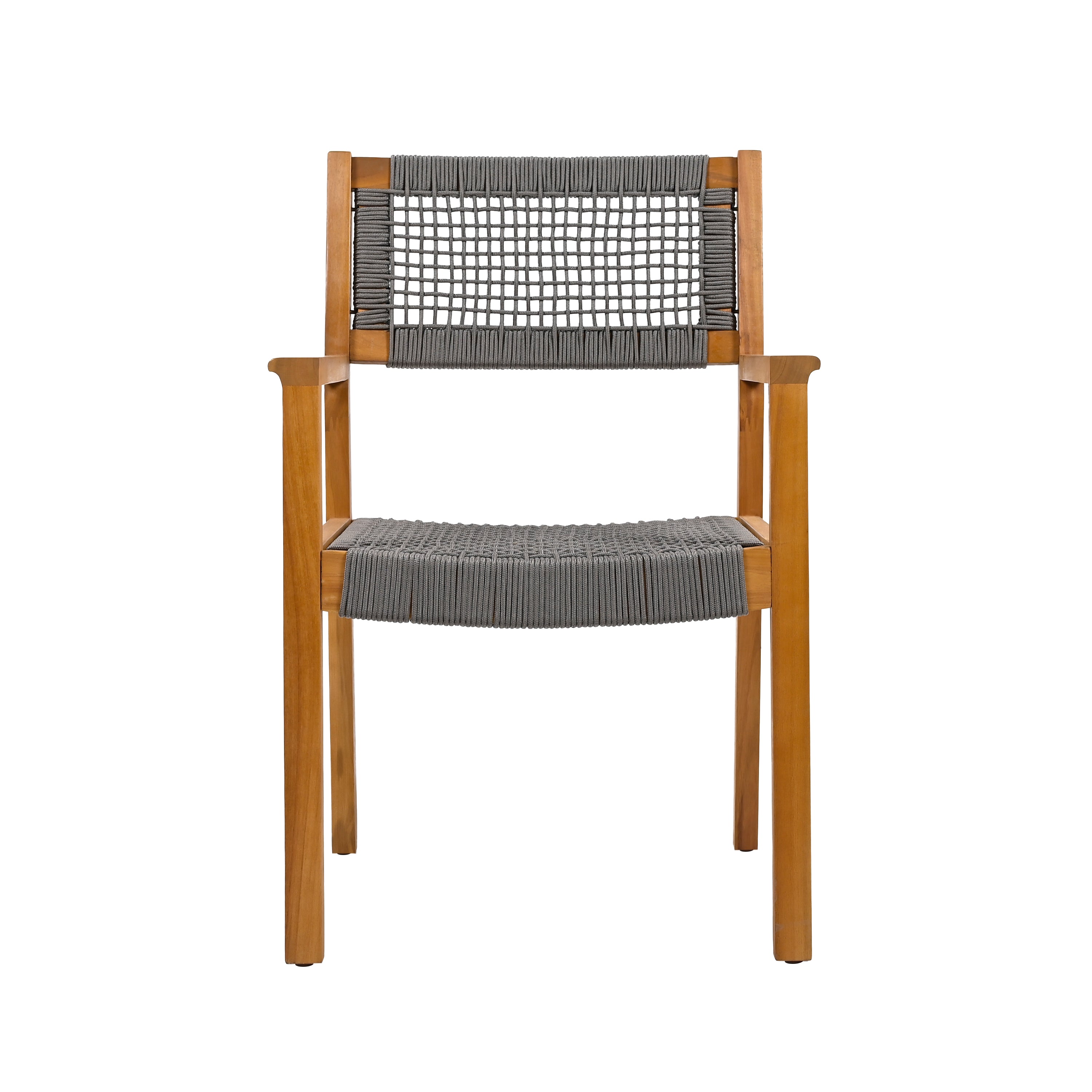 Braided Dining Chair - Dark Grey Woven Rattan Seat, Modern Boho Style for Kitchen, Dining Room, Patio & Outdoor Use