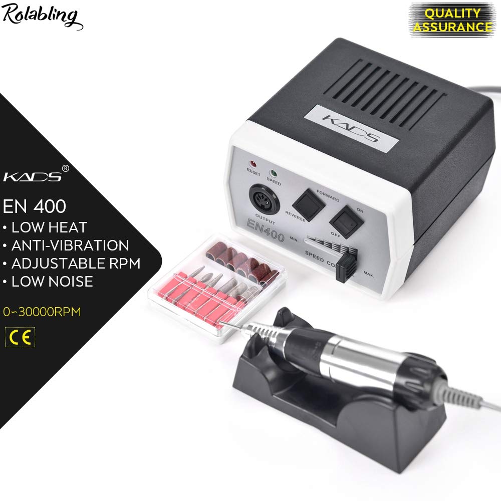 Professional Electric Nail Drill Machine - 30000 RPM Low Heat Low Noise Nail File for Acrylic Manicure & Pedicure - Black 110V - Perfect for Salon, Home & Travel Nail Care