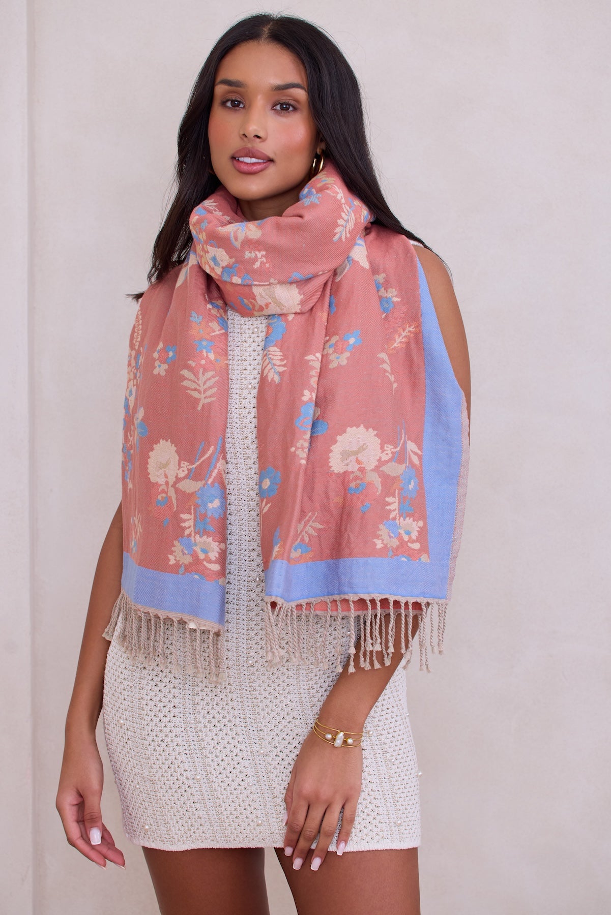 Fiore Pastel Reversible Scarf - Soft Lightweight Womens Fashion Accessory for Spring & Fall Outfits | Perfect for Work, Travel and Casual Wear