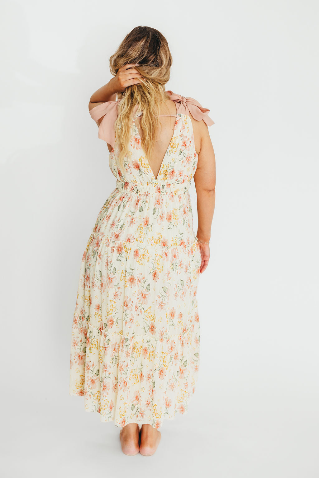 Ambrose Maxi Dress in Cream Coral Floral Print - Elegant Summer Beach Dress for Women, Perfect for Vacations, Weddings & Outdoor Parties