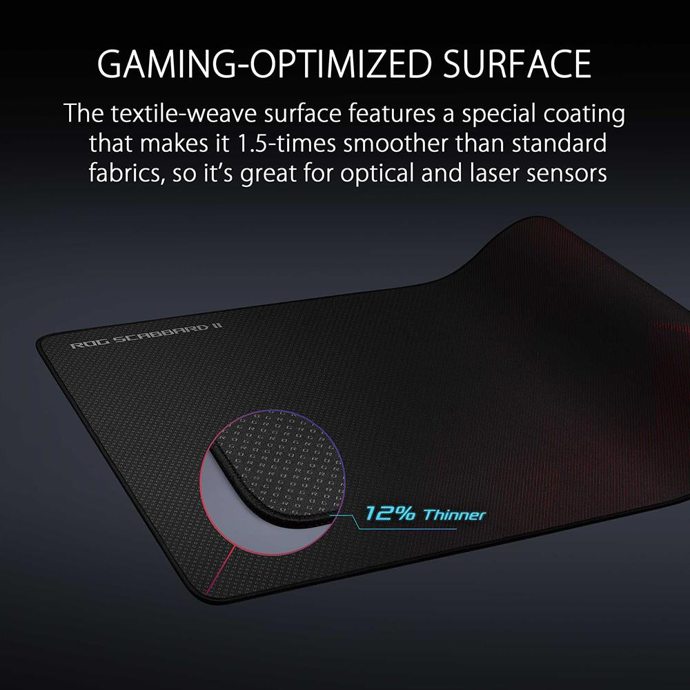 ASUS ROG Scabbard II Medium Gaming Mouse Pad - High-Performance Non-Slip Surface for PC & Console Gaming (Perfect for FPS, MOBA, and Esports)