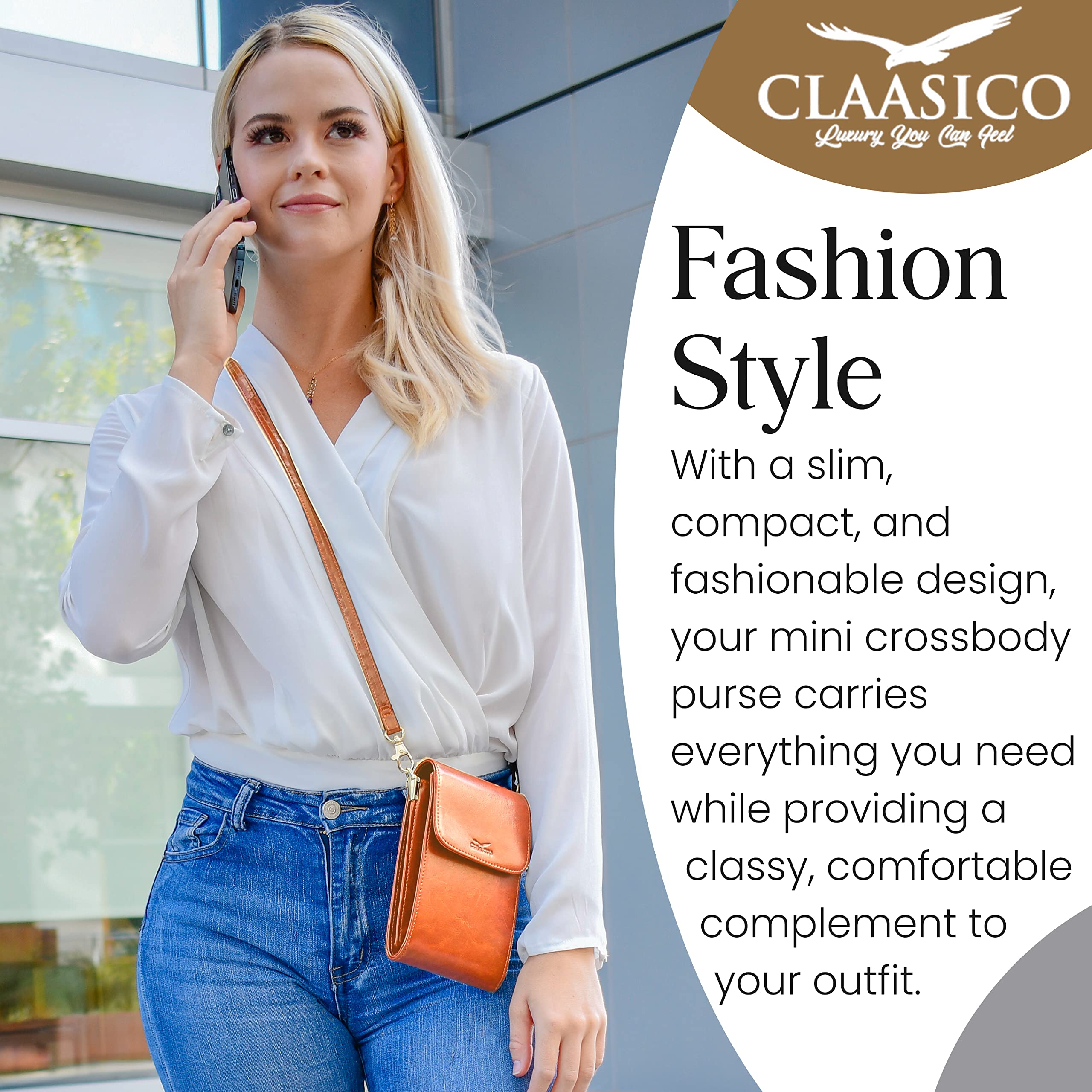 Classico Small Crossbody Phone Purse for Women - Stylish Wallet Bag for Phone, Cards & Essentials | Perfect for Everyday Use, Travel & Shopping