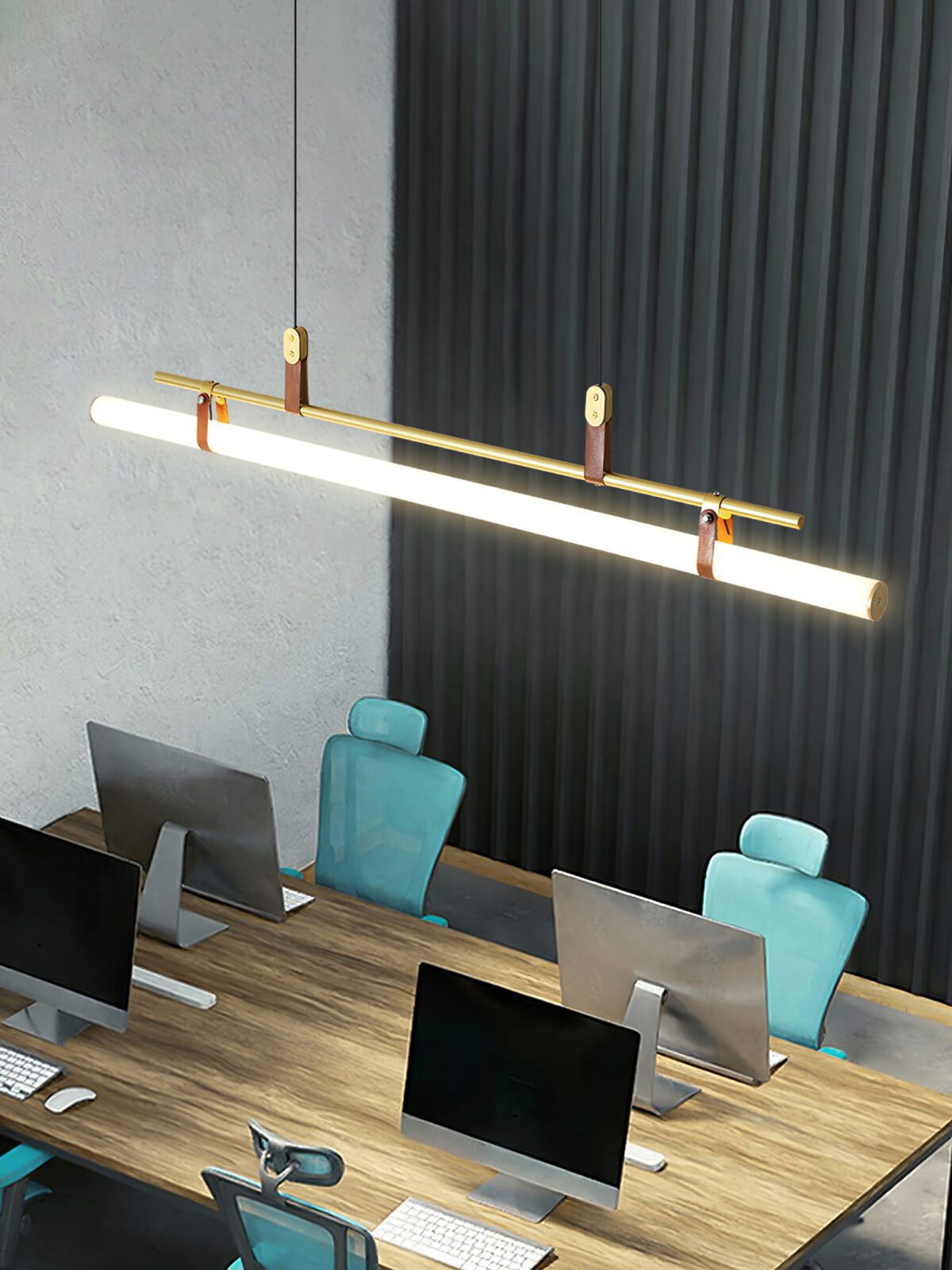 Modern Eden Linear Pendant Light - Sleek Minimalist Hanging Fixture for Kitchen Island, Dining Room & Bedroom Lighting - Adjustable LED Chandelier for Contemporary Home Decor