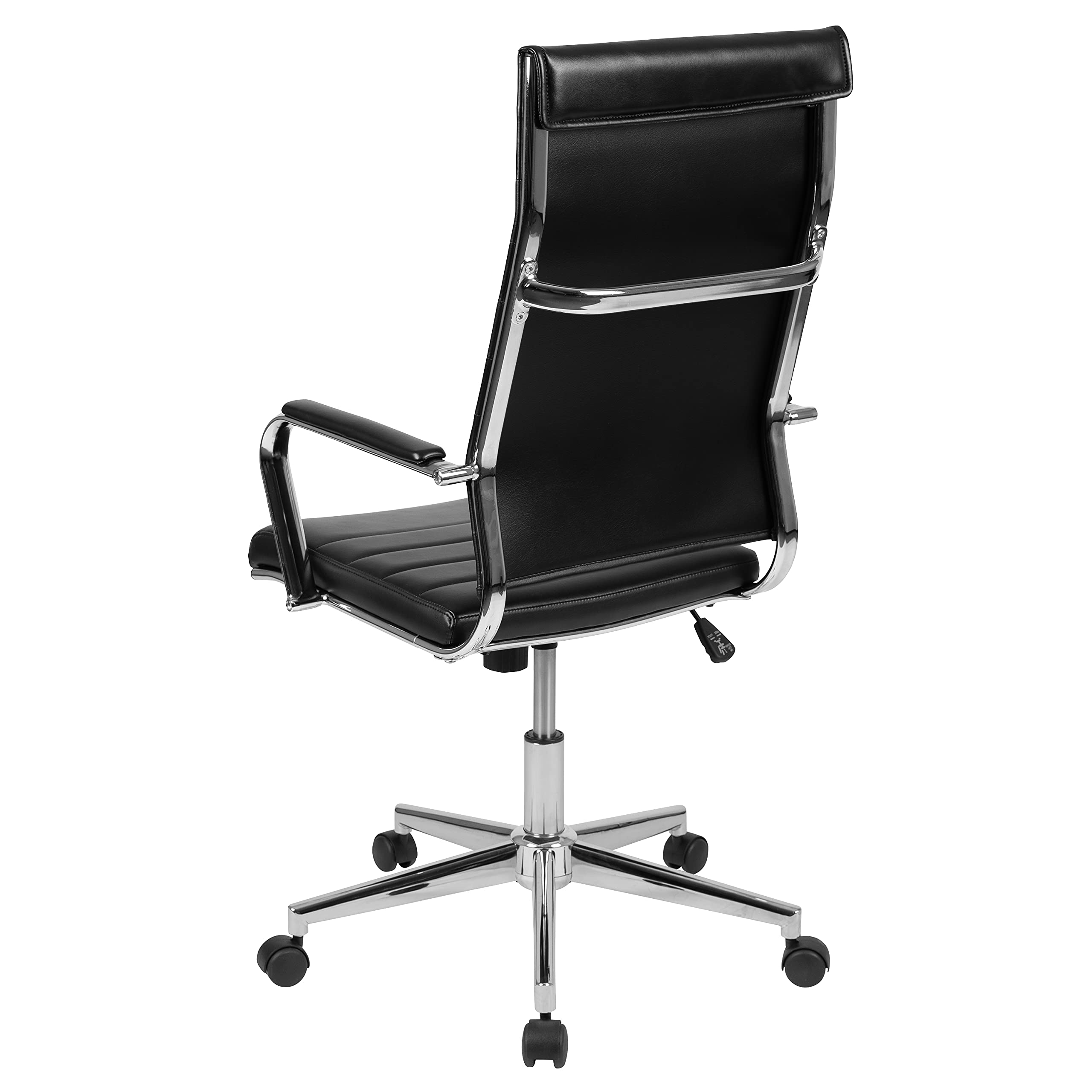 EMMA + OLIVER High Back Black LeatherSoft Executive Office Chair with Swivel & Ribbed Design - Ergonomic Desk Chair for Home & Office Workspace, Conference Room, Study & Gaming Setup