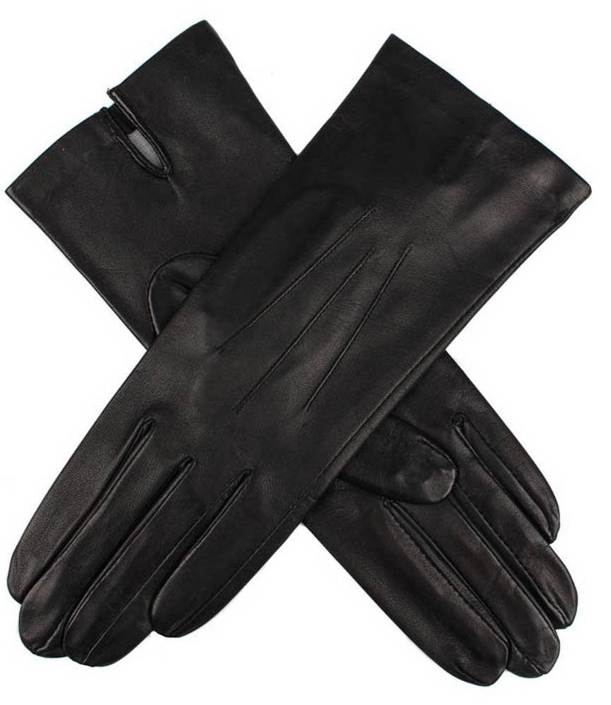 Women's Felicity Silk-Lined Plain Hair Sheep Leather Gloves - Black | Winter Fashion, Driving & Formal Occasions