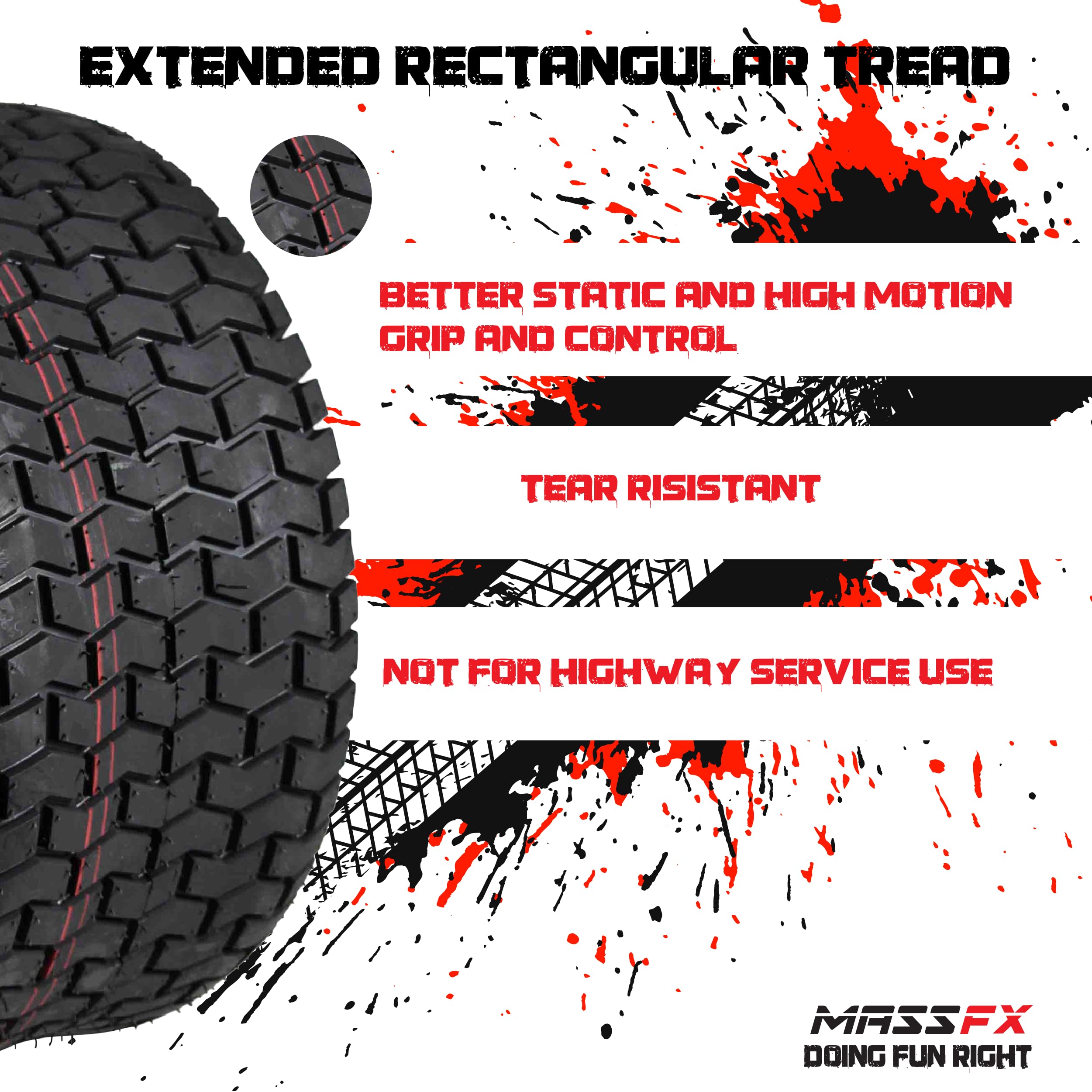 MASSFX 18x9.50-8 4-Ply Turf Tires for Golf Carts & Lawn Mowers - Heavy Duty All-Terrain Traction for Golf Courses, Farms & Landscaping