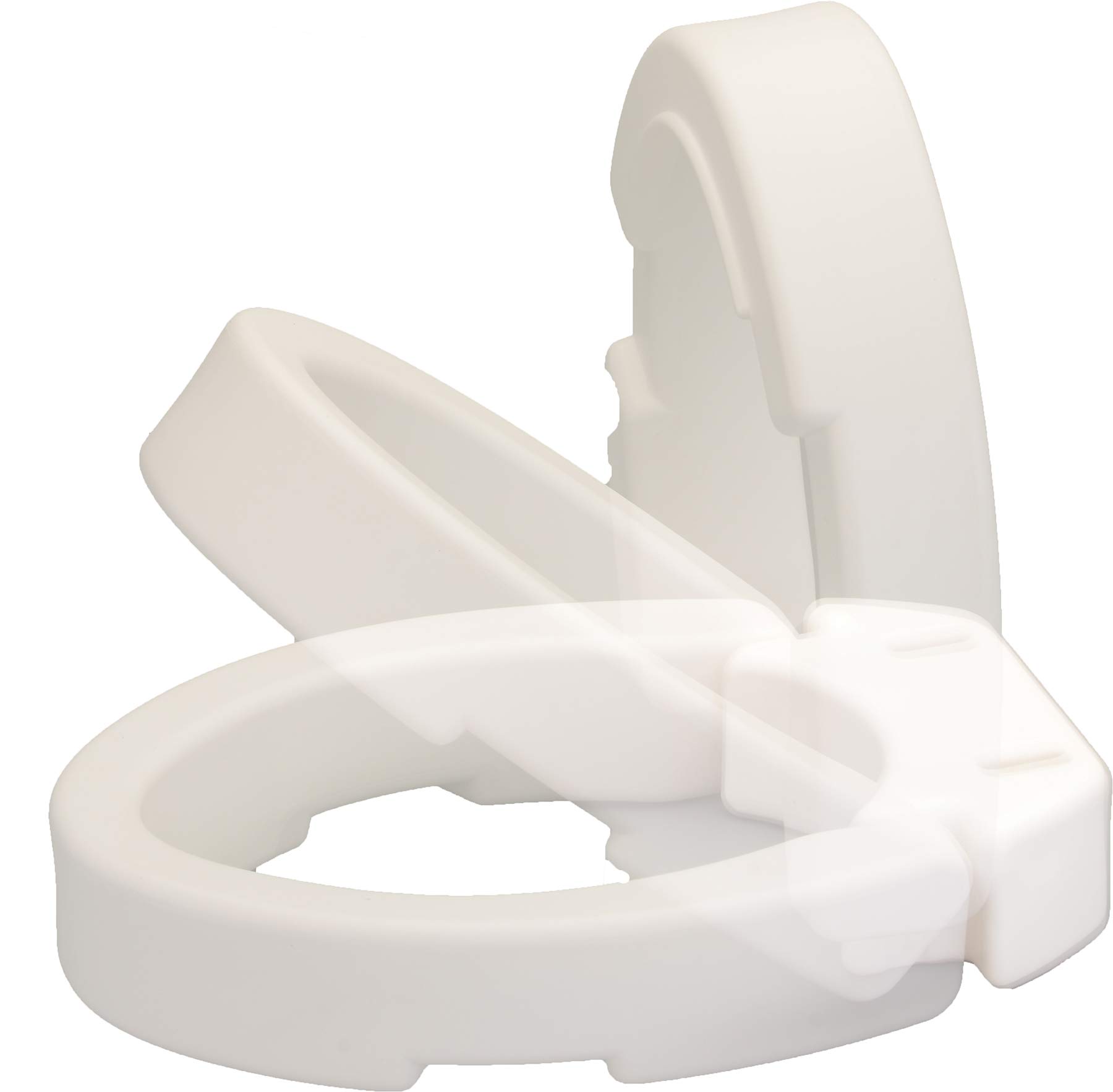 NOVA Medical Hinged Toilet Seat Riser - Adjustable Height Raised Toilet Seat for Standard Toilets, White (Pack of 1) - Ideal for Elderly, Disabled & Post-Surgery Bathroom Safety
