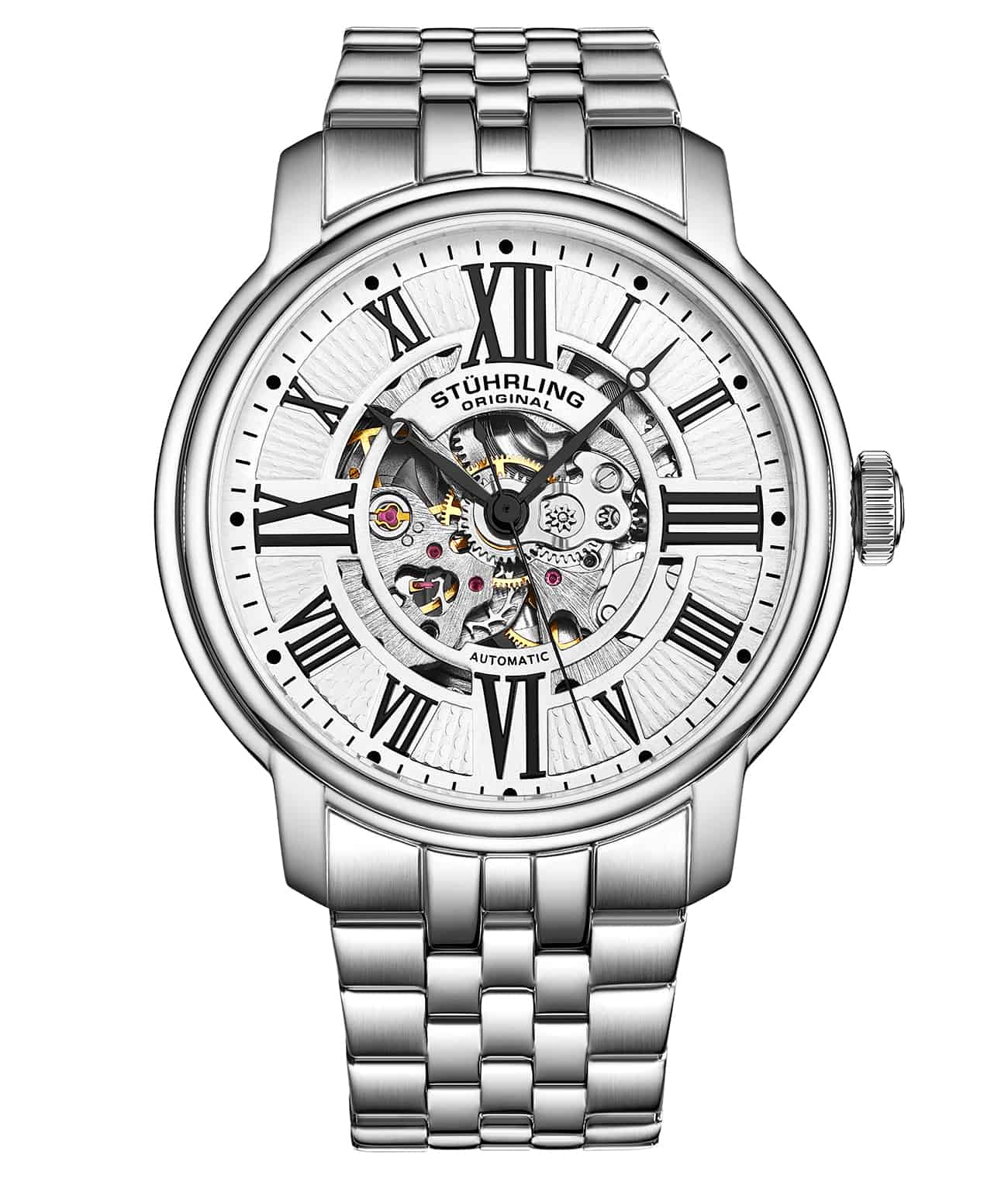 Atrium 4031 Automatic 42mm Skeleton Watch for Men - Luxury Stainless Steel Mechanical Timepiece - Perfect for Business, Formal Events & Everyday Wear