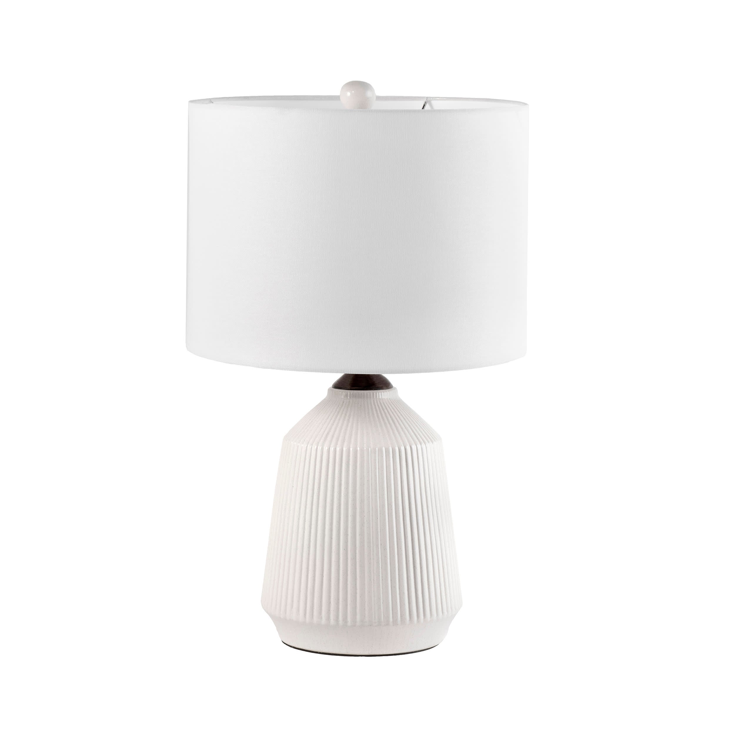 24 Inch Bridget Ceramic Table Lamp - Cream White Modern Bedside Lamp for Living Room, Bedroom & Office Decor