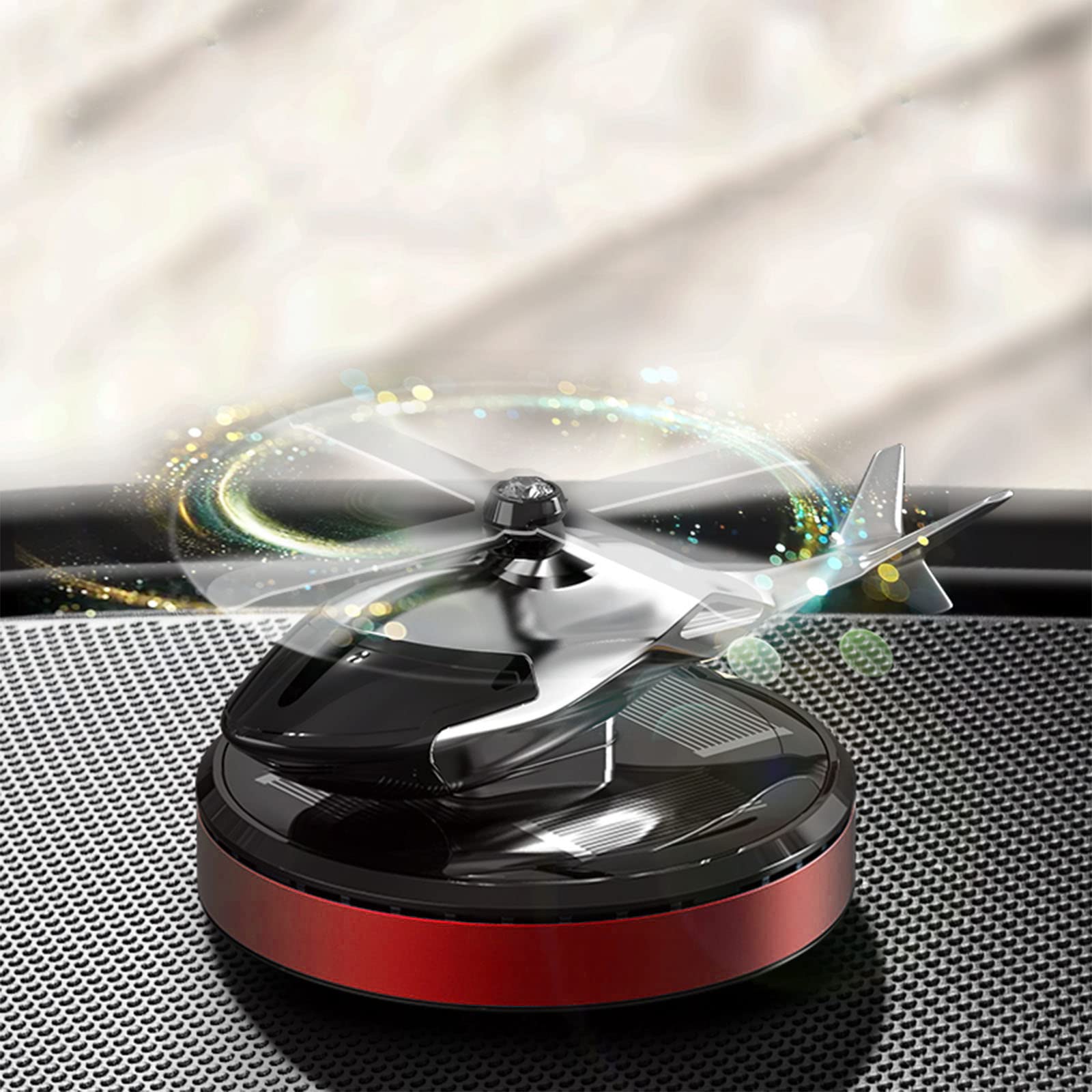 Solar Powered Rotating Helicopter Car Air Freshener - Osmanthus & Vanilla Scent - Fun Novelty Auto Accessory for Car, Office, or Home Decor