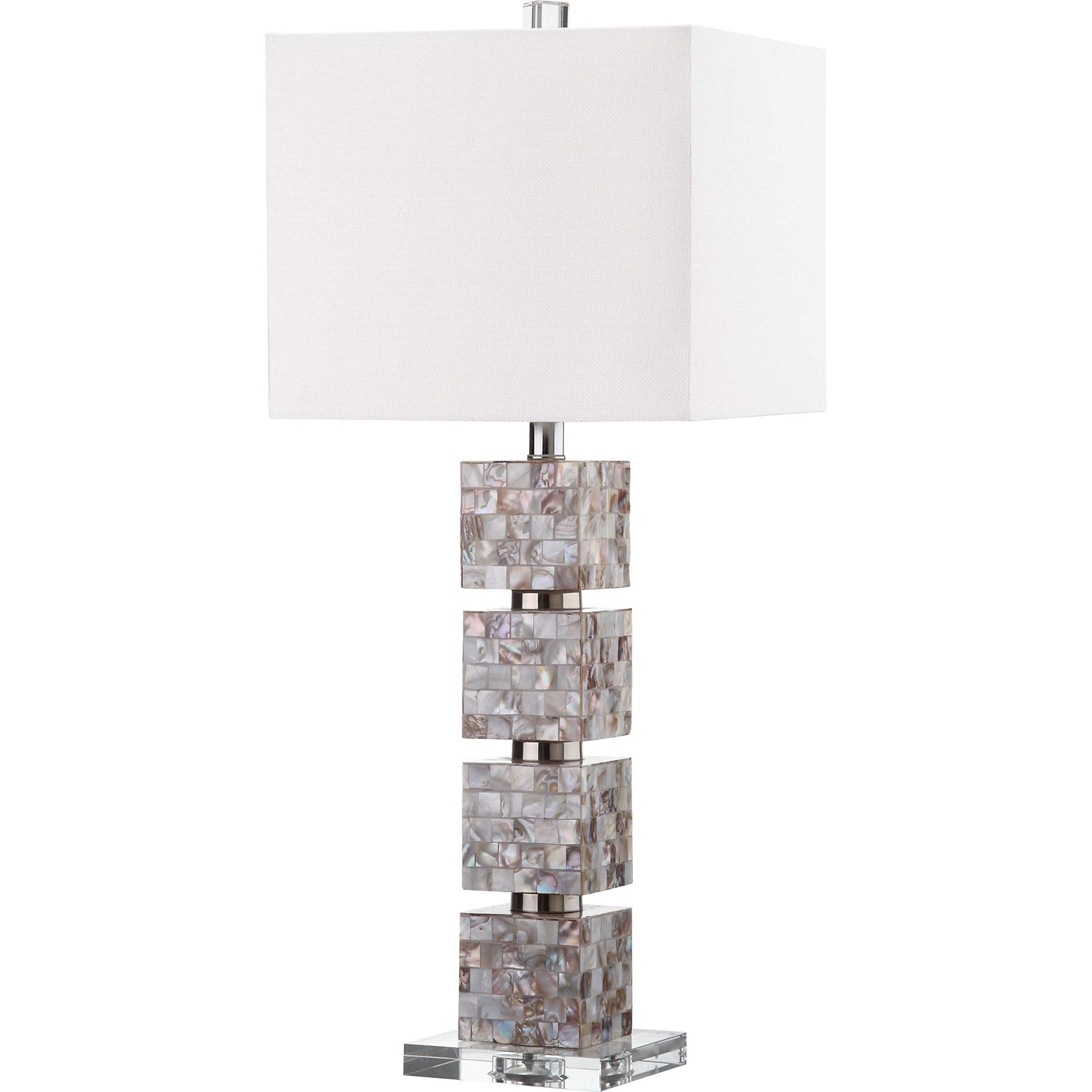 SAFAVIEH Rafferty Coastal Cream Shell 31-Inch Table Lamp Set of 2 with LED Bulbs - Modern Bedside Lighting for Bedroom, Living Room & Home Office - Perfect for Reading, Decor & Ambient Lighting