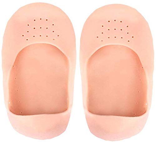 Homesoul Silicone Gel Moisturizing Socks for Dry Cracked Feet - Ultra Soft Foot Care Protector to Prevent Plantar Fissures & Heal Rough Skin (Beige) - Perfect for Overnight Treatment, Spa Days & Winter Foot Care