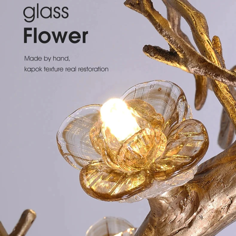 Noa Flower Branch Chandelier - Elegant Floral Crystal Ceiling Light Fixture for Dining Room, Bedroom & Living Room Decor | Modern Boho Home Lighting Solution
