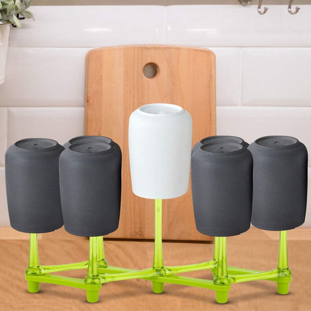 Eco-Friendly Small Cup Holder & Drying Rack - Compact, Deformable Glass Organizer for Coffee Bottles at Home, Cafe, Office | Green Kitchen Accessories for Space Saving & Organization