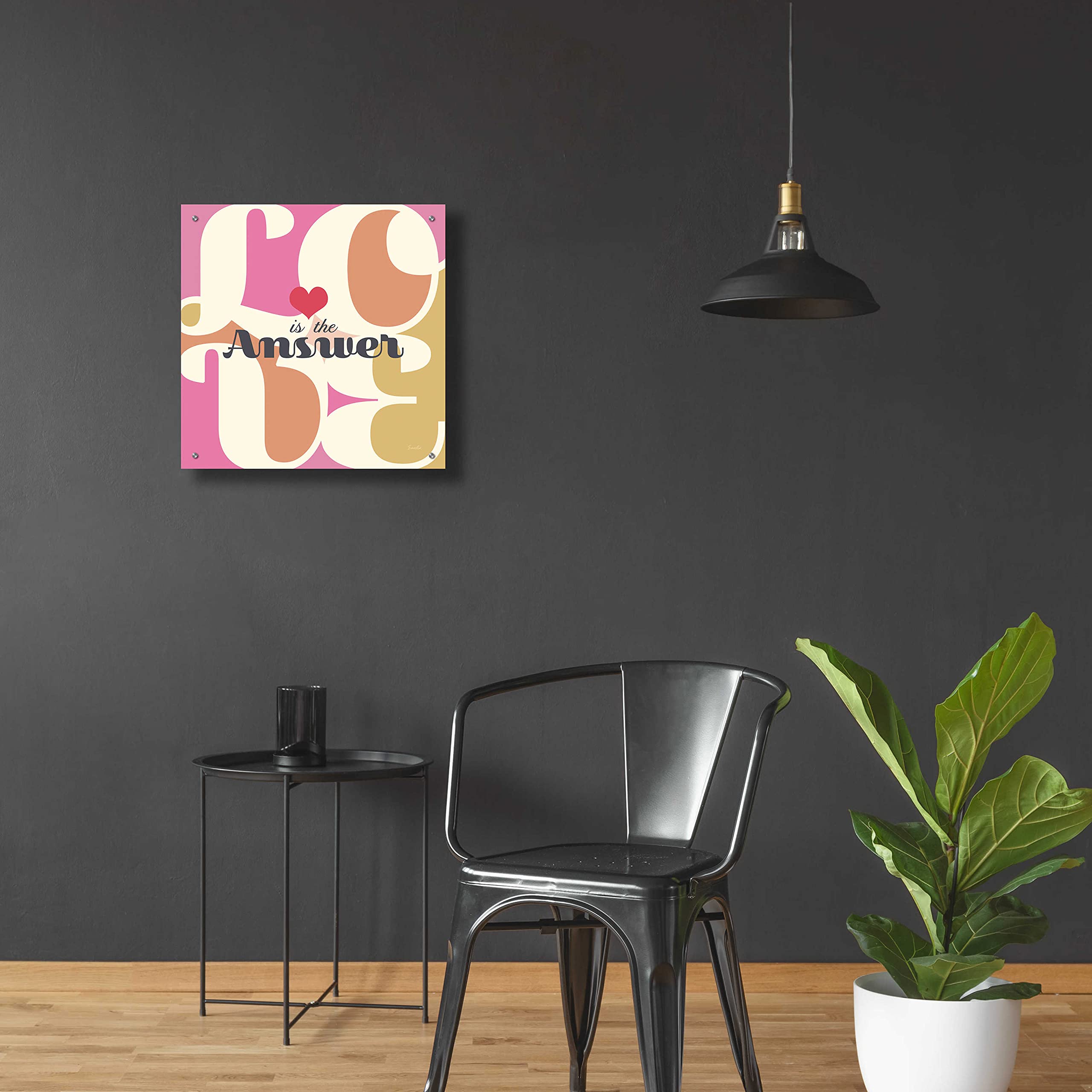 Epic Art 'Love Is The Answer' by Evelia Designs - 24x24 Inch Acrylic Glass Wall Decor for Living Room, Bedroom & Office - Modern Inspirational Home Decor