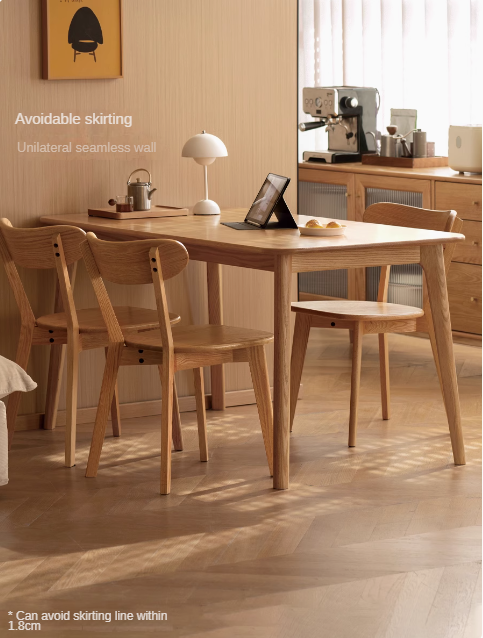 Solid Oak Wood Modern Rectangular Dining Table - Rustic Farmhouse Style for Kitchen, Dining Room & Small Spaces | Durable & Stylish Home Furniture