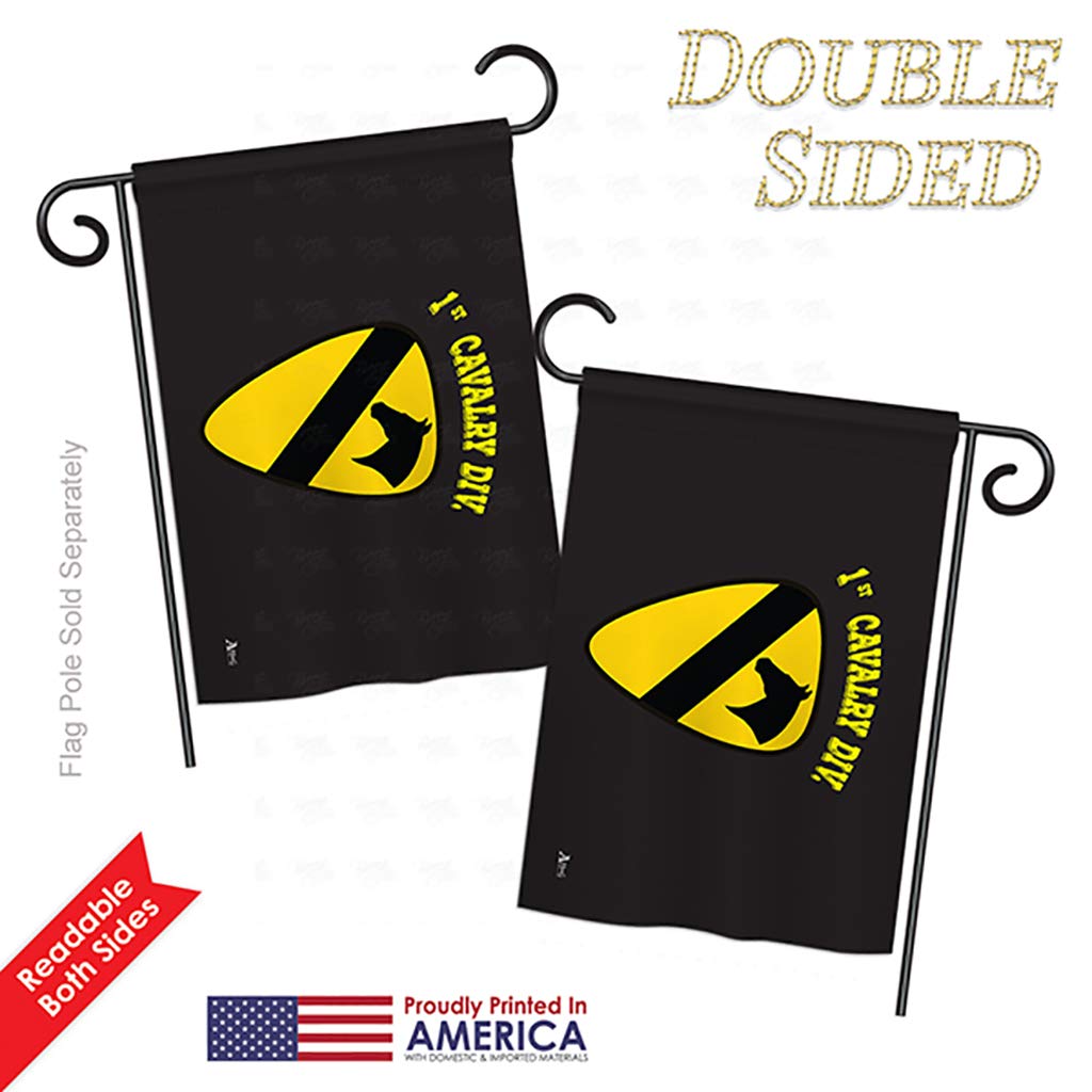 1st Cavalry Black Garden House Flags Kit - Double-Sided US Army Rangers Military Veteran Yard Banner (28x40 Inches) - Made in USA - Perfect for Patriotic Home Decor, Armed Forces Tribute & Outdoor Display