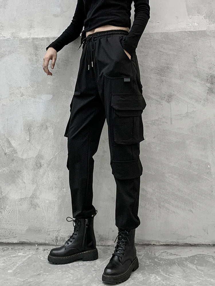 High Elastic Waist Long Harem Pants for Women - Black Loose Fit Fashion Trousers | Comfortable Spring & Autumn Casual Wear 2025 | Perfect for Yoga, Lounge & Street Style Outfits