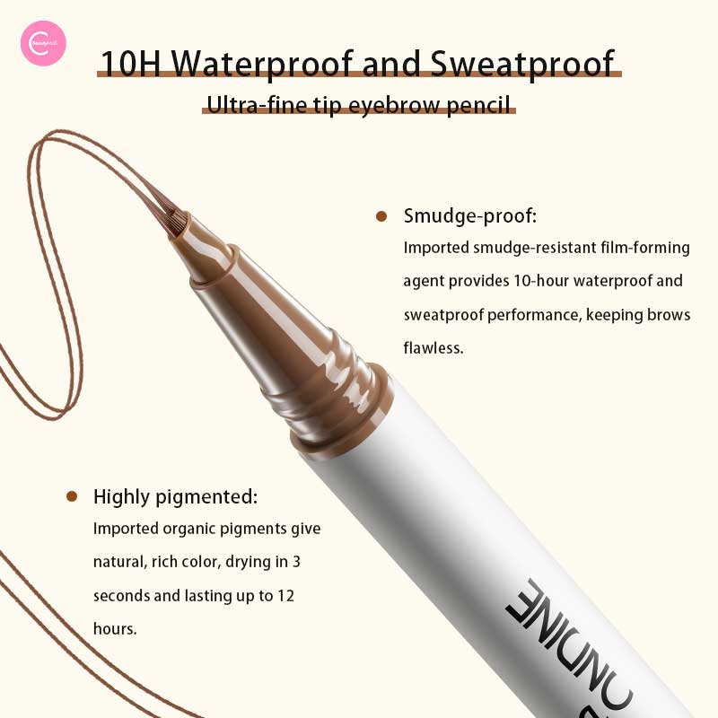Little Ondine Dual Ended Waterproof Eyebrow Pencil - Long Lasting, Smudge Proof - Perfect for Daily Makeup & Special Occasions