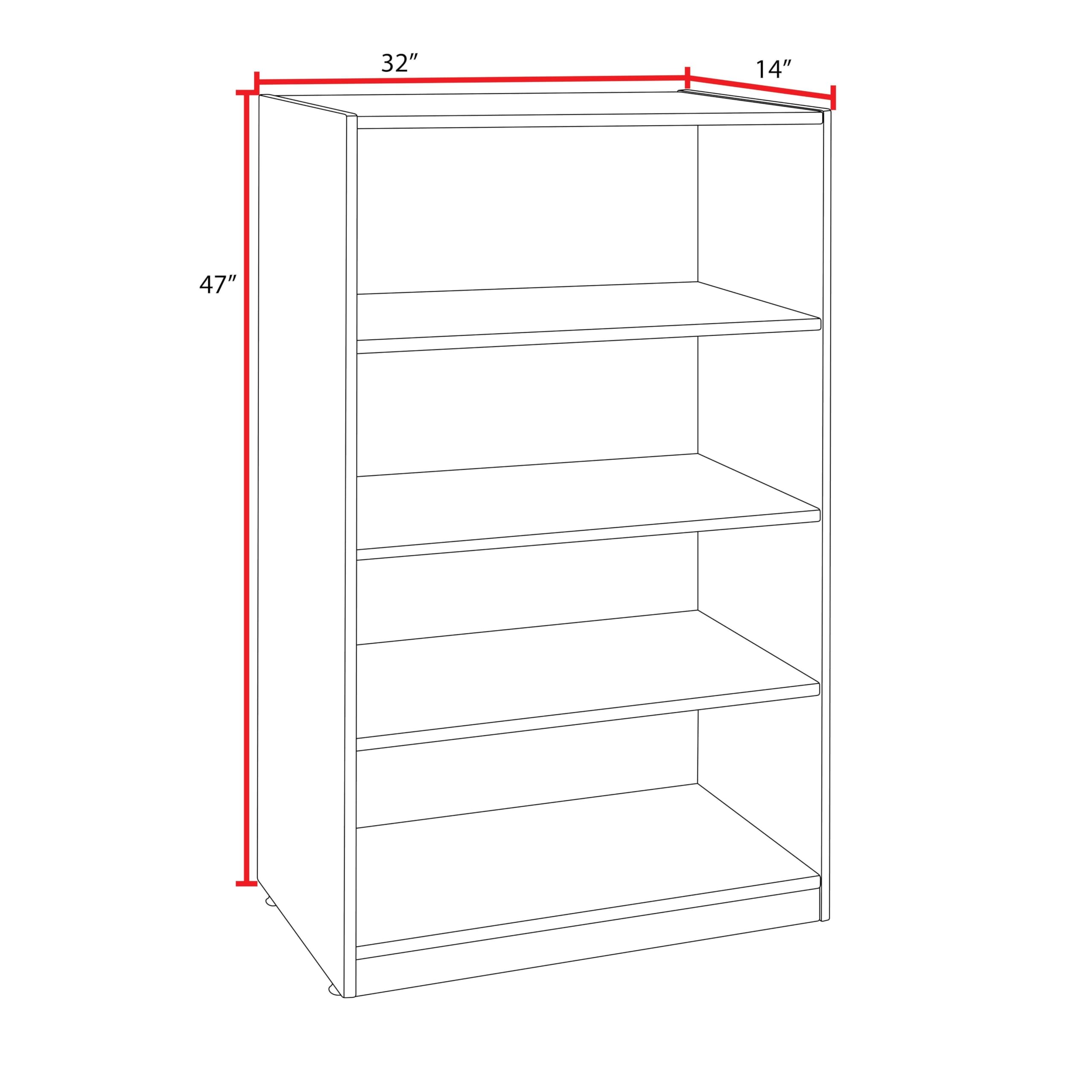 Regency High Bookcase Legacy - 47 Inch Cherry Wood Bookshelf for Home Office, Living Room & Library Storage