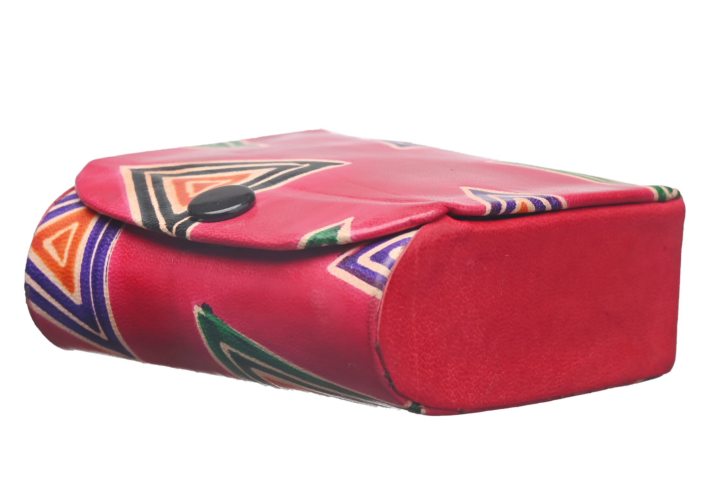 Premium Leather Lipstick Case with Mirror - Traditional Geometric Design Jewelry Holder Box for 2 Lipsticks - Perfect for Handbags & Crossbody Bags (Red) - Ideal Gift for Women, Travel & Daily Makeup Organization