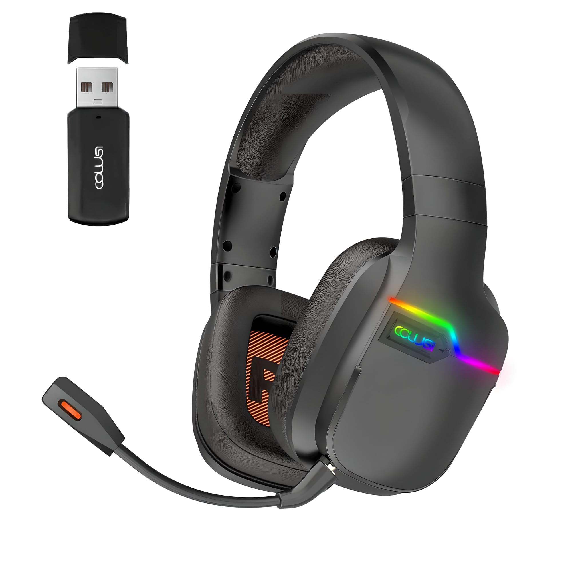 Wireless Gaming Headset with Detachable Mic for PS5, PS4, PC, Mac & Laptop - 2.4GHz USB Dongle, Noise Cancelling, Comfortable Earpads - X07 Black - Perfect for Online Gaming, Streaming & Virtual Meetings
