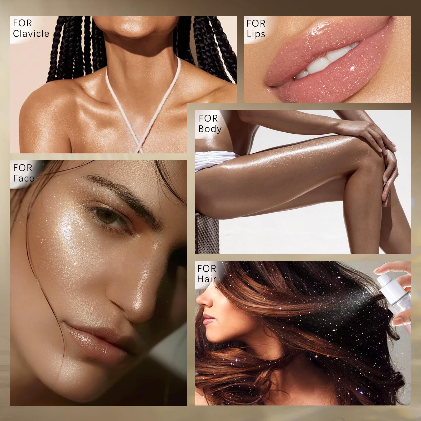 Body Glitter Spray - Moisturizing Bronze Shimmer Luminizer for Face, Hair & Body | Quick-Drying, Non-Sticky Liquid Highlighter | 60ml Silver | Perfect for Parties, Festivals & Night Out Makeup