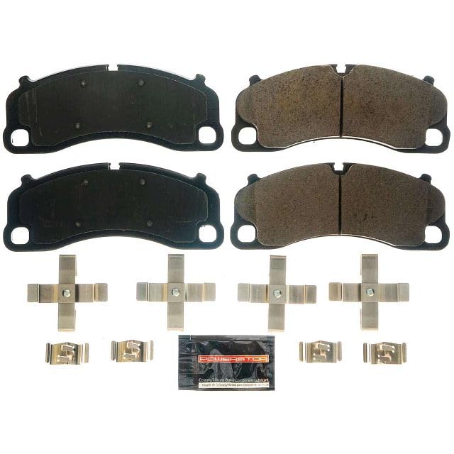 Power Stop Z23-1741 Front Z23 Evolution Sport Carbon Fiber Infused Ceramic Brake Pads with Hardware Kit - High Performance Braking for Cars, Trucks & SUVs - Perfect for Daily Driving & Track Use