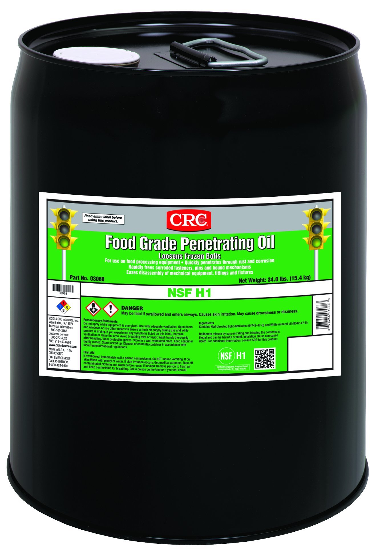 **CRC Food Grade Penetrating Oil 03088 – 5 Gallon, NSF H1 Certified Lubricant for Food Processing Equipment – Safe for Conveyors, Mixers & Industrial Machinery**