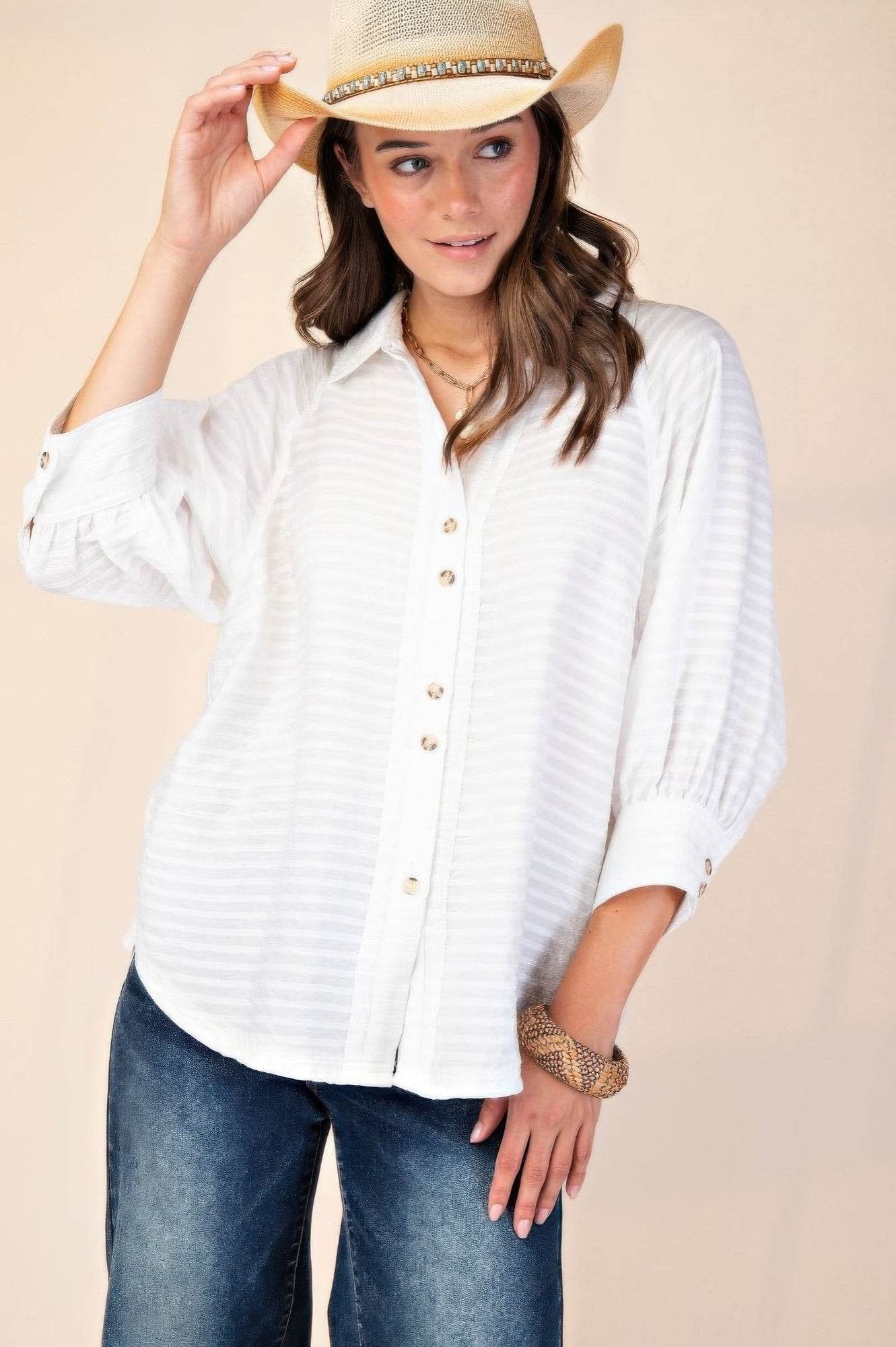 Textured Woven Button Down Shirt for Men & Women - Casual & Office Wear - Perfect for Business, Dates & Everyday Outfits