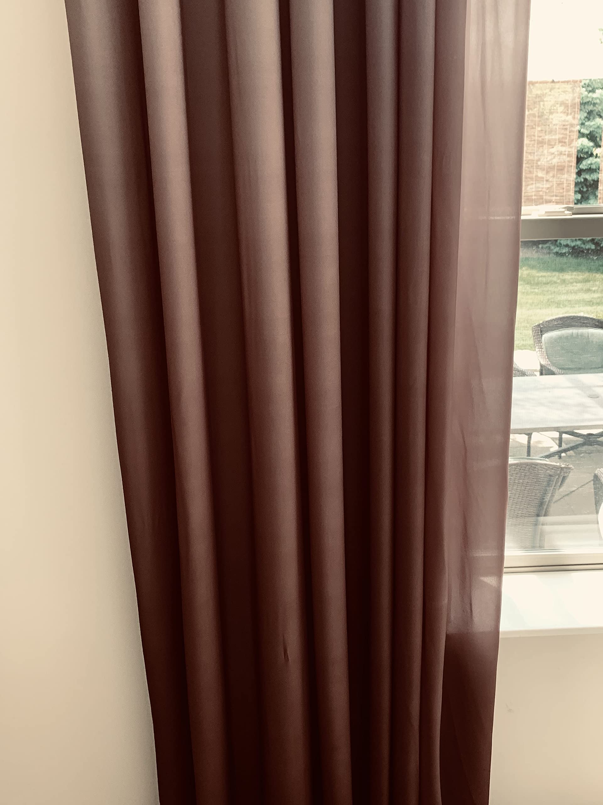 Ombre Sheer Curtains White to Brown Gradient - 100 Inches Wide x 216 Inches Long - Light Filtering Window Drapes for Living Room, Bedroom & Nursery
