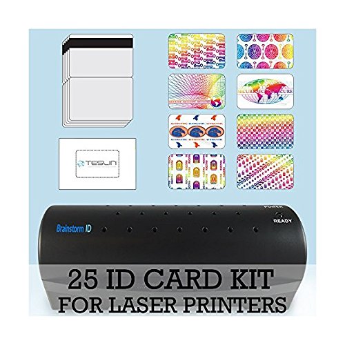 25-Piece Professional ID Card Making Kit with Laminator, Laser Teslin Sheets, Butterfly Pouches & Holograms - Create Durable PVC ID Badges for Schools, Offices & Events - Perfect for Security, Employee IDs & Membership Cards
