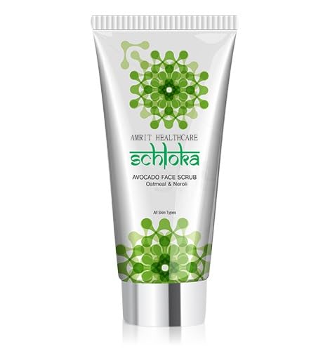 Schloka Avocado Face Scrub with Oatmeal & Neroli Oil - 60ml Natural Exfoliating Cleanser for Glowing Skin | Perfect for Daily Skincare Routine & Spa Day