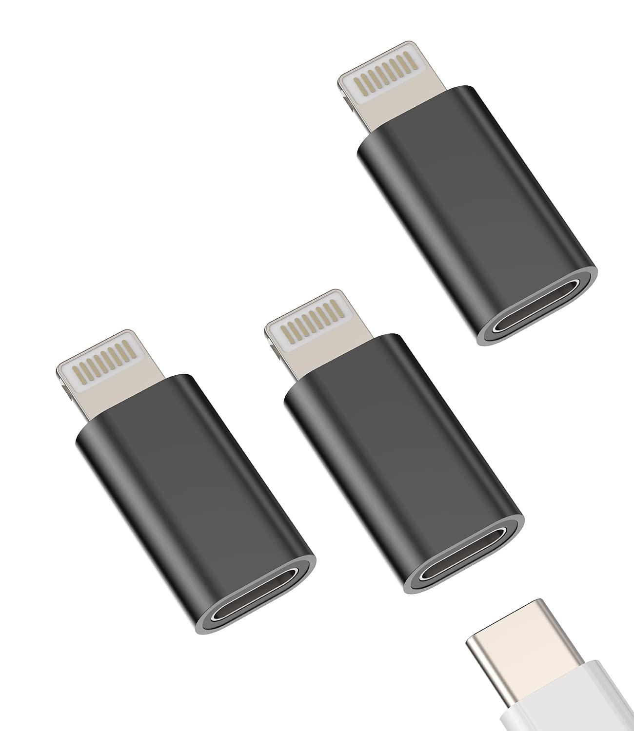 3-Pack USB C Female to Lightning Male Adapter - Type C to Lightning Charger Converter for iPhone 14/13/12/11 Pro Max/Mini/XS/SE/7/X/XR/8 Plus/6 & iPad Air 2018 - Fast Charging & Data Sync Cable for Home, Office & Travel