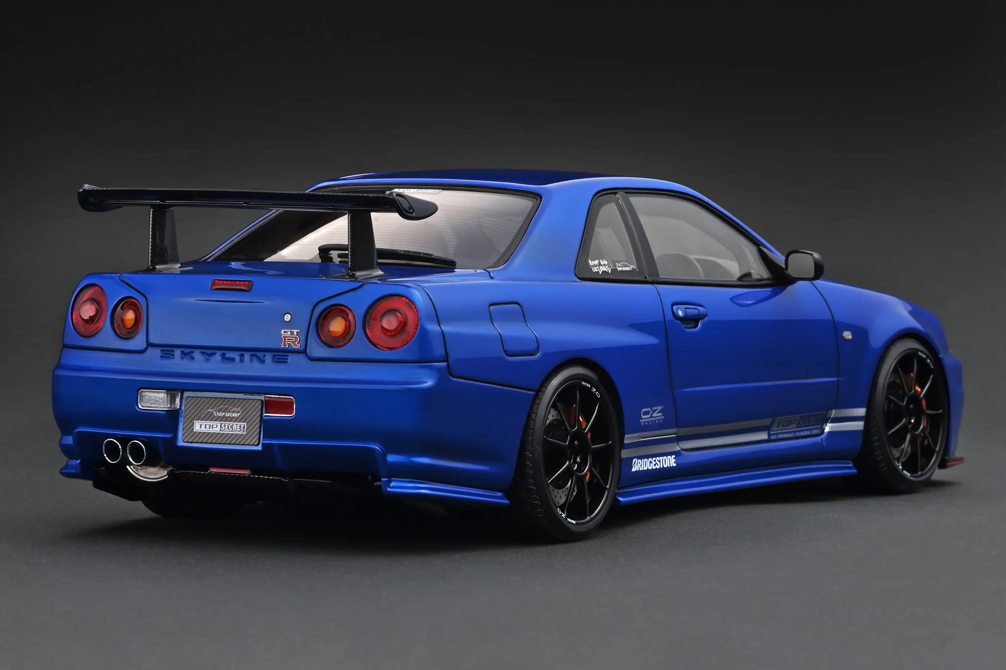 PREORDER Ignition Model 1:18 Nissan Skyline R34 GT-R TOP SECRET Blue Metallic Diecast Car - Collector's Edition for Display & Racing Enthusiasts