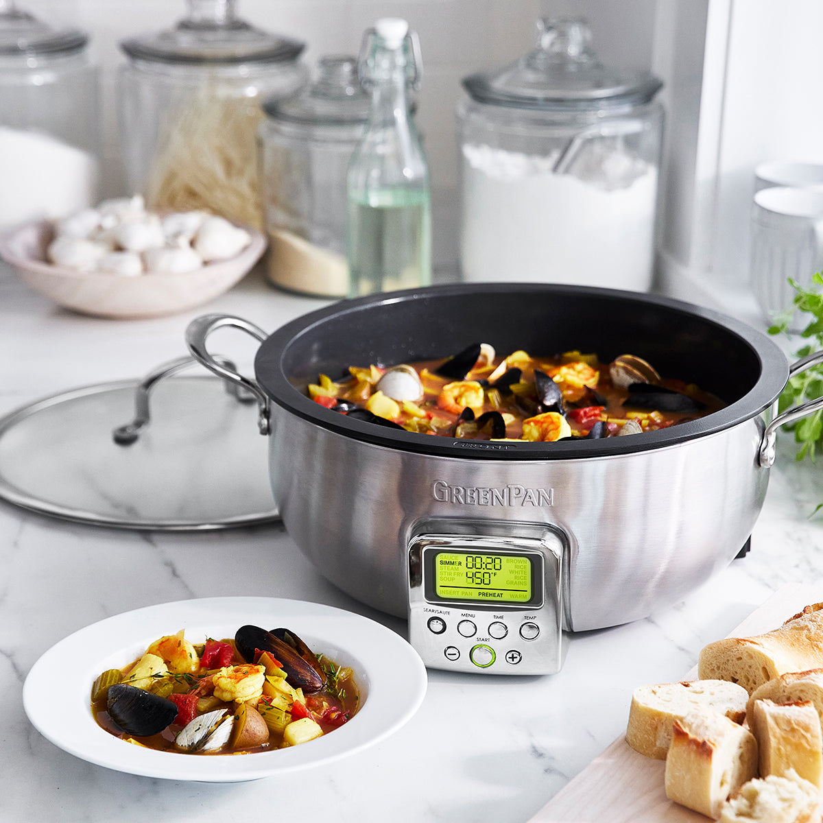 Premium Multifunction Deep Electric Skillet - 12-inch Stainless Steel Cookware with Adjustable Temperature for Frying, Sautéing & Simmering | Perfect for Home Kitchen, Camping & Dorm Cooking