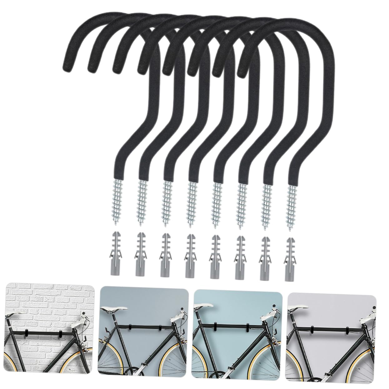 Heavy Duty Bike Hanger Set - Angoily Space-Saving Metal Bike Hooks for Garage & Wall Mount | Perfect for Organizing Bicycles, Scooters & Sports Equipment in Small Spaces