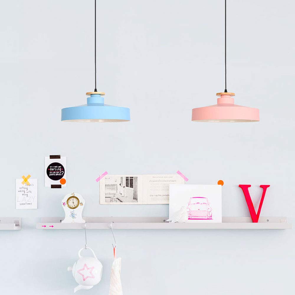 Nordic Wooden Macaron Single Head Chandelier - Industrial Style Ceiling Pendant Light with 1 Bulb, Creative Bar Lighting Fixture for Kitchen Island, Bedroom, Dining Room and Living Room Decor