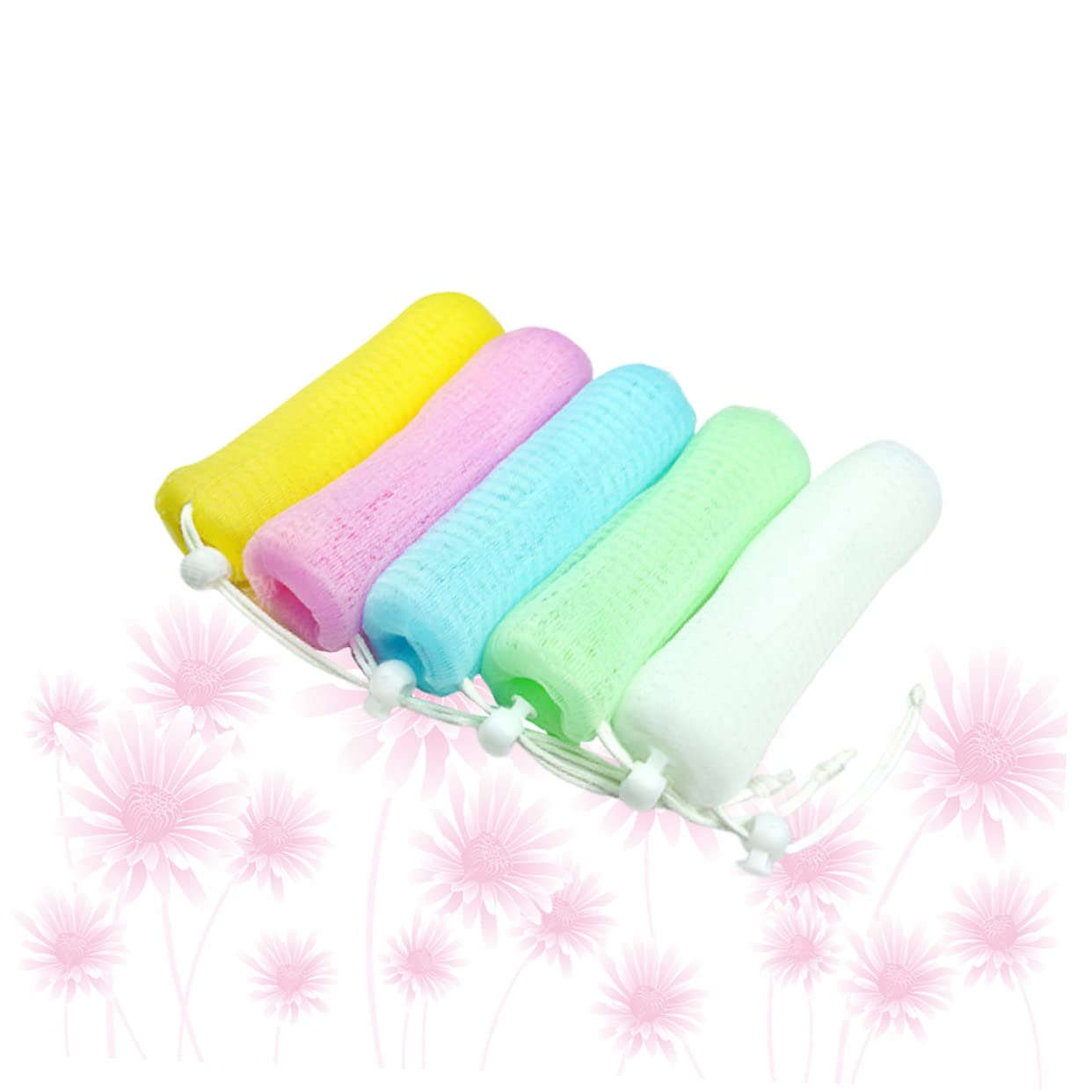 FRCOLOR 5-Pack Natural Loofah Pouch for Men - Body Wash & Shampoo Refillable Bubble Foam Net, Mesh Scrub Bag for Shower, Bath & Hair Cleansing - Ideal for Travel & Gym Use