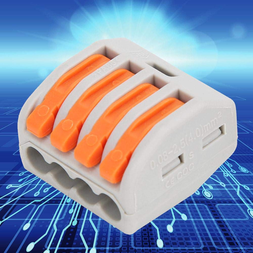 12 Pcs Spring Terminal Block Connectors - PCT-214 4 Way Cable Connector for Electrical Wiring, DIY Projects & Home Appliances