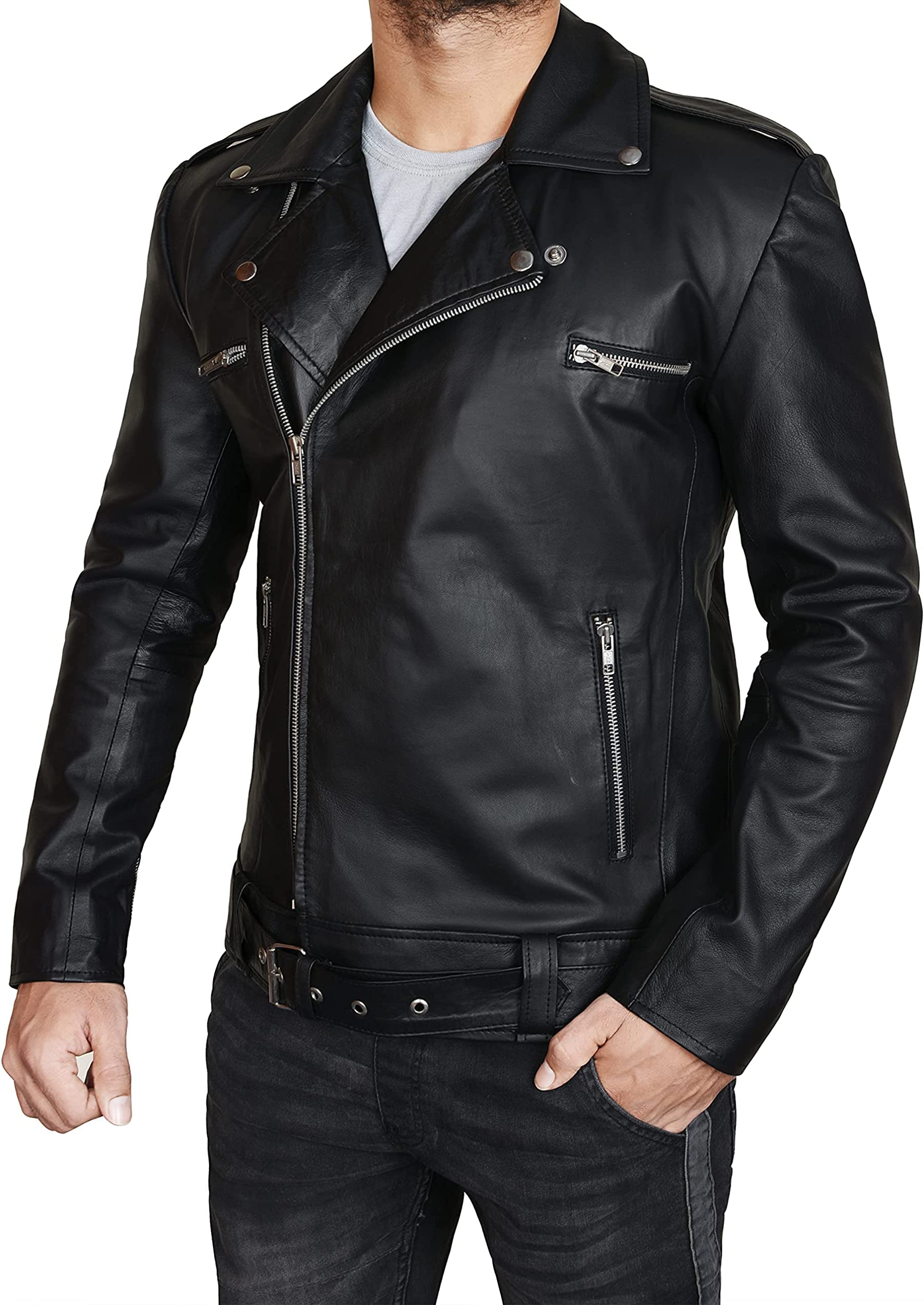 Men's Real Lambskin Motorcycle Leather Jacket - Black Asymmetrical Biker Rider Jacket for Harley & Cruiser | Perfect for Riding, Motorcycle Events & Casual Wear