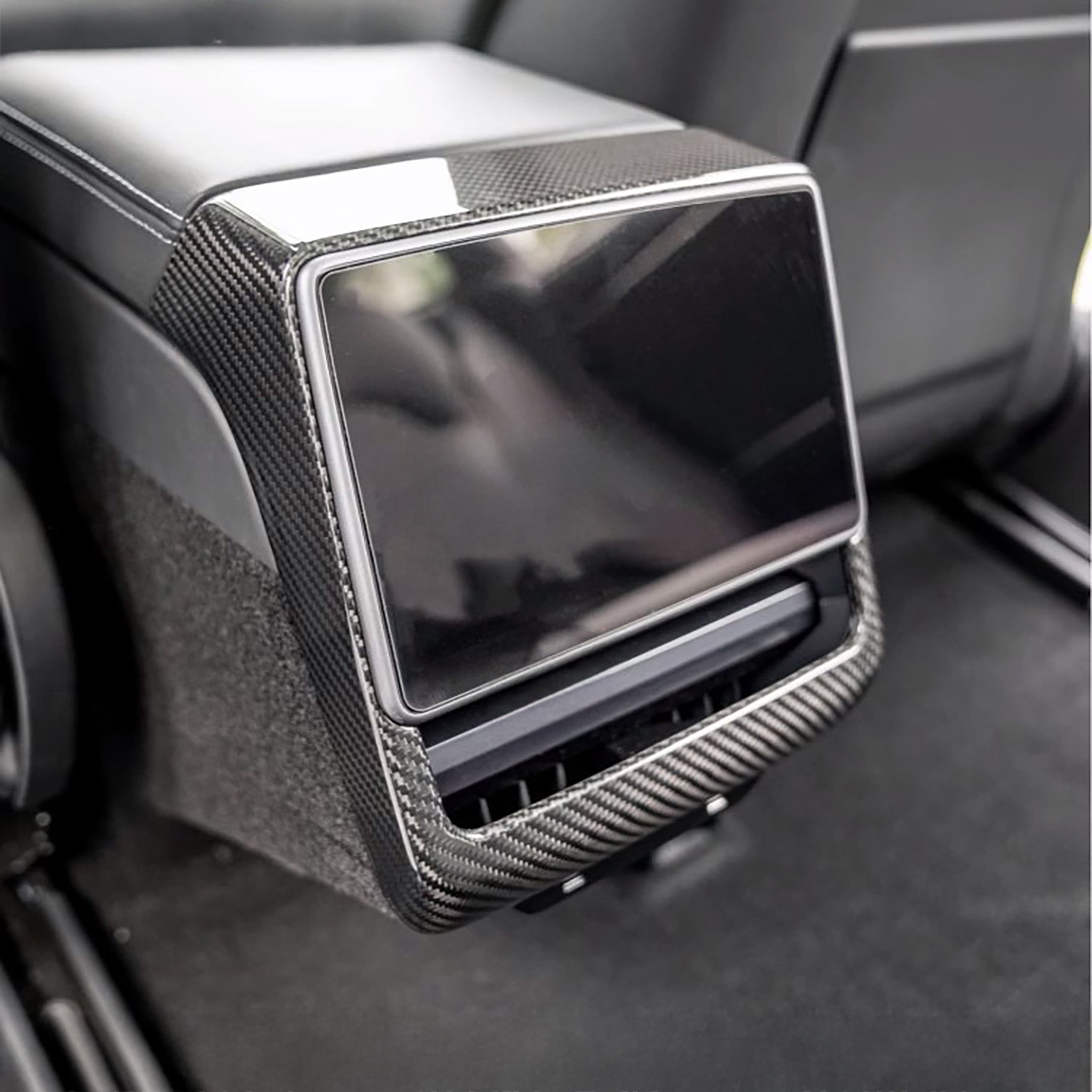 2024+ Tesla Model 3 Highland Real Carbon Fiber Rear Screen Frame Trim - 1x1 Plain Weave Carbon Fiber Car Interior Accessory for Luxury Upgrade & Stylish Protection