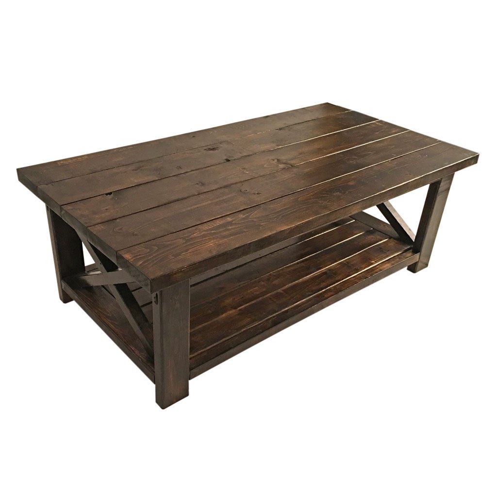 Rustic Modern Farmhouse Coffee Table - Solid Wood Living Room Table for Home Decor, Cozy Gatherings & Entertainment Spaces