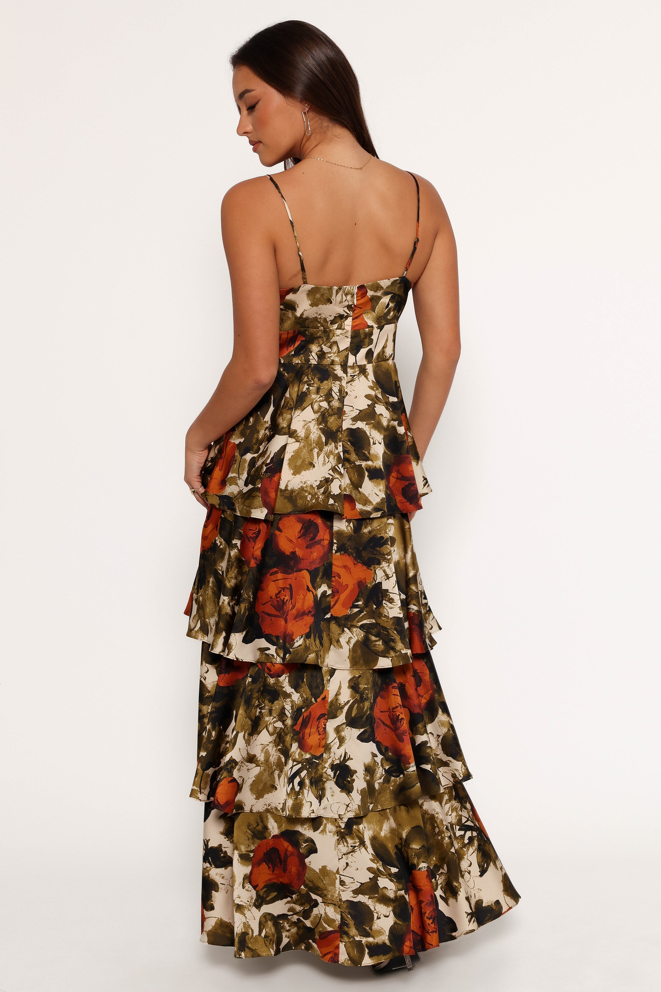 Benny Maxi Dress for Women - Rust & Olive Colors | Flowy Long Summer Dress for Beach, Vacation & Casual Wear