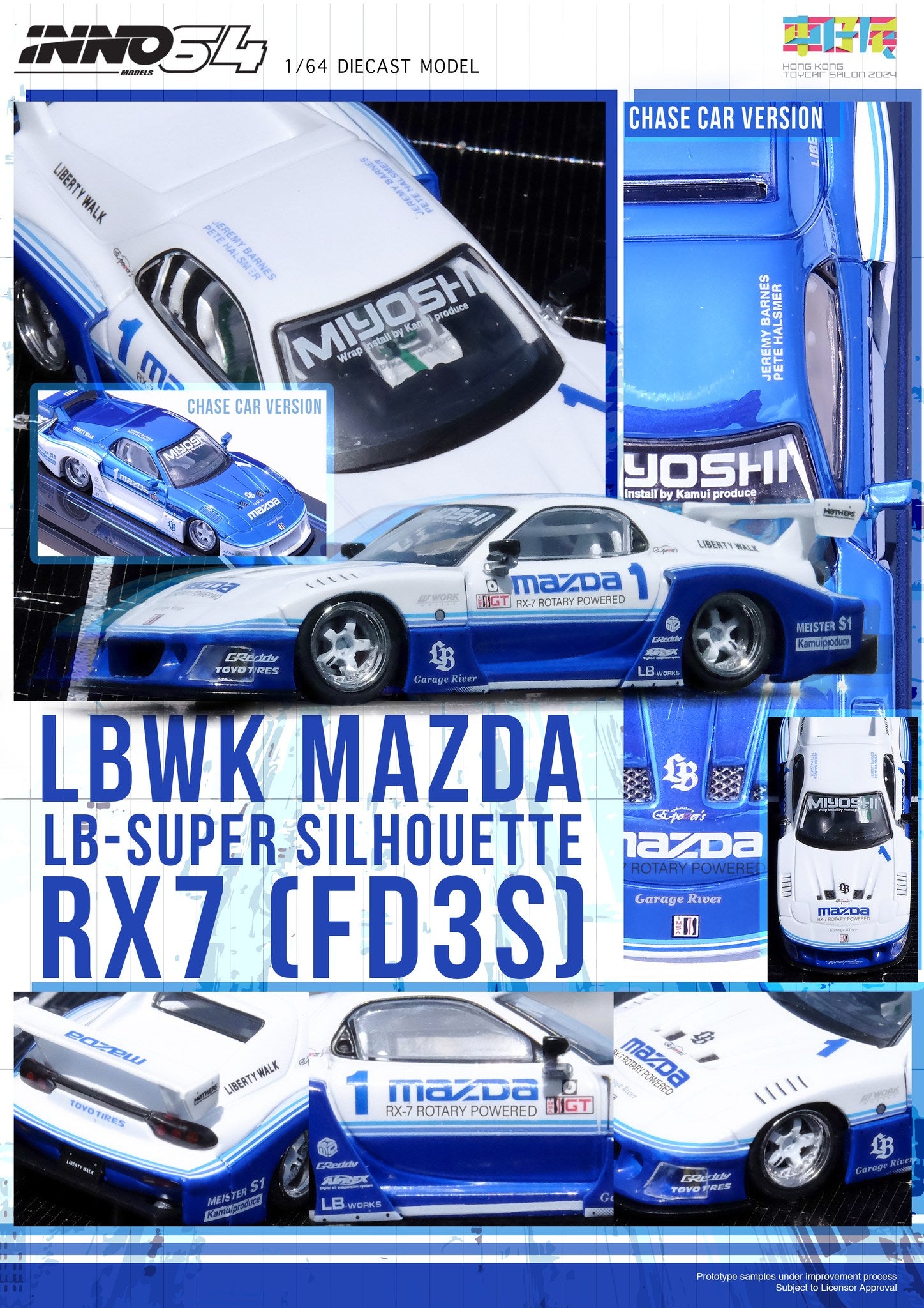 INNO64 1:64 Scale Mazda RX7 FD3S LB Super Silhouette Hong Kong Toy Car Salon Special Edition - Collectible Diecast Model Car for Display, Racing Games & Car Enthusiasts