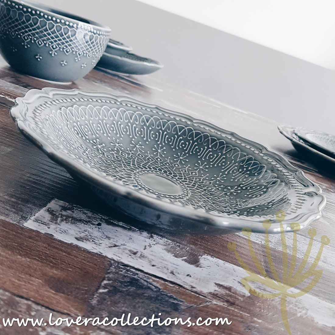 French Lace Dinnerware Set - Elegant Porcelain Plates & Bowls for Formal Dining, Wedding Reception & Holiday Table Setting (50% Off Limited Time Sale)