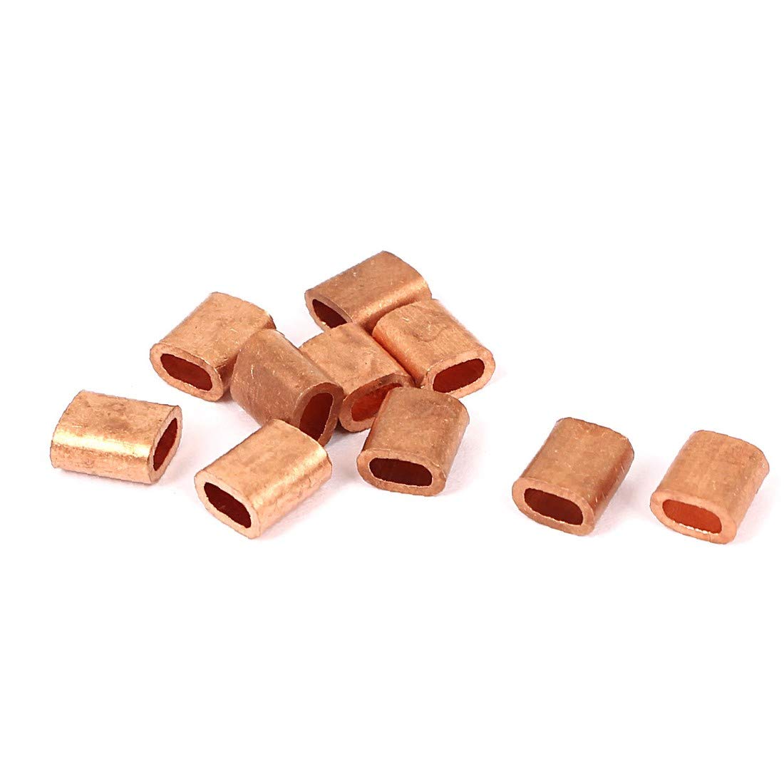X-DREE 4mm x 2mm Brass Single Hole Wire Rope Clip Clamp Ferrules - 10 Pack for Marine, DIY Projects & Outdoor Gear Repair