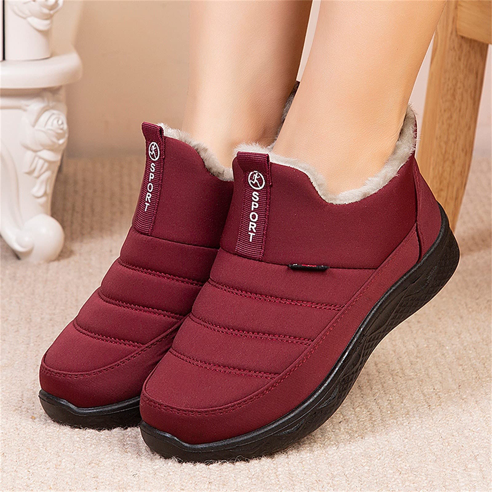 BOTCAM Women's Winter Hiking Boots - Waterproof Snow Boots with Non-Slip Sole & Warm Fluffy Lining for Trekking, Outdoor Activities & Cold Weather Adventures